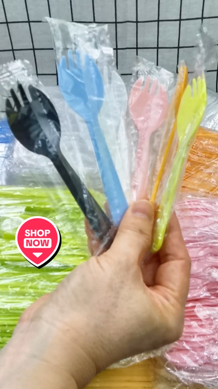 100 pcs Bulk Disposable Fork Spoon for Dessert Cake #disposable #dessertspoon #dessertspoons 
