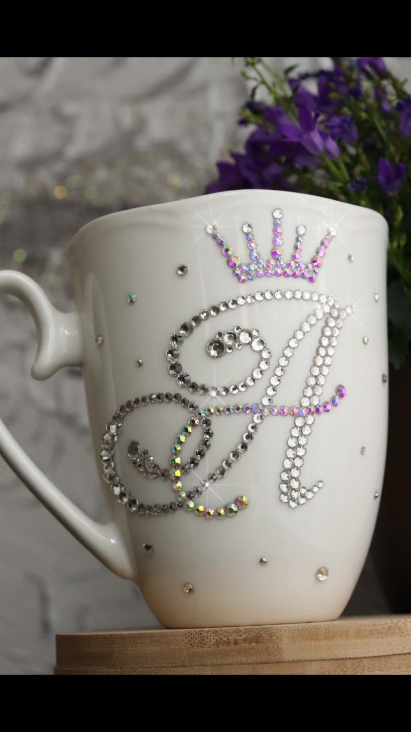 Personalized CRYSTAL MUG The mug is made of ceramic. The volume of the mug is 350ml. 📍  The author's work 💎 I use Swarovski crystals. Each crystal is securely set on the product.  💎 My products can be washed and scratched, the crystals are fixed very securely!  🎁 This is a perfect gift for yourself, a loved one or for someone in your environment.  Care Instructions: 🗸 Crystal mugs can be washed under the tap with a sponge and detergent. It is possible to wash in the dishwasher, but on a gentle mode, so that the high temperature did not cloud the crystals and did not lose their color. 🌐 https://whiteowlfamily.etsy.com #crystallovergift #ceramicmug #CrystalLover #stylishmugs #CustomMug #handmade #uniquegift #homedecor #handmademug #PersonalisedCup #TeaMug #CoffeeMug #PersonalisedMug #handmadedecor #giftforher