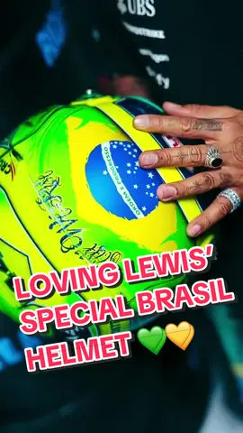 A special edition helmet for a very special race 🤩 #F1 #Formula1 #mercedesamgf1 #brazilgp #lewishamilton 