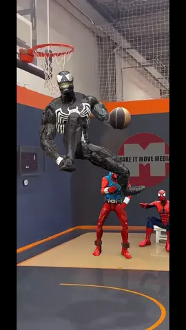 Im calling this one “Venom The Last Dunk” Nothing to see here…just my Venom action figure dunking between his legs amd shock Spider-Man and Ben Riley! #venom #spiderman #basketball #stopmotion #toyphotography 