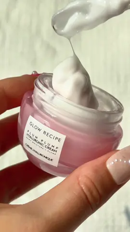 plum plump hyaluronic cream 🍇 @Glow Recipe  this cream is perfect for people who want a non greasy plumping hydration that feels light on the skin. I feel like it’s a mix of a gel and a cream, they call it “whipped gel cream moisturizer” so the texture is quite unique. It looks like a cream in the jar but once you spread it out on the skin it feels like a gel. If you on the other hand have dryer skin, I would use this under a thicker moisturizer or oil after it has absorbed and plumped the skin. 🍇🧖🏼‍♀️✨  have you tried this product yet? i was happy I found a mini version to try out at @sephora 😌🛍️  #glowrecipe #sephora #skincareminis #plumpskin #skincare #asmrskincare #skincareunboxing #satisfying #girlythings #hudvård 