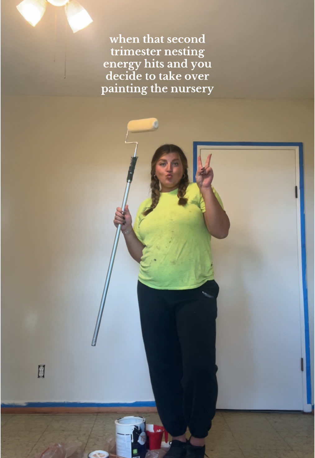 Getting this done before the energy runs out 😅 #nesting #nursery #pregnant #secondtrimester #remodel #renovation #27weeks #DIY 