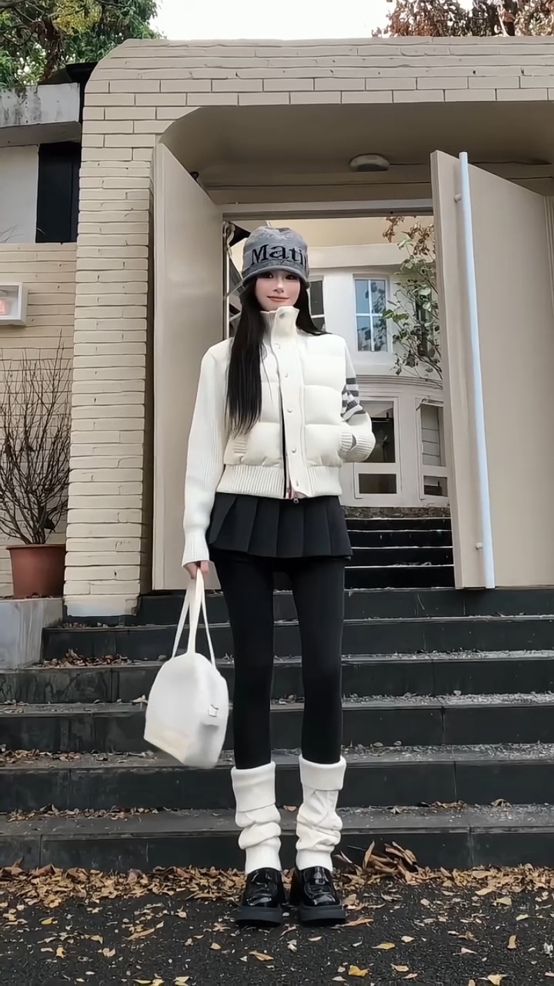 ÁO PHAO BOMBER PHỐI TAY LEN DỆT KIM 3 SỌC PHONG CÁCH HÀN QUỐC