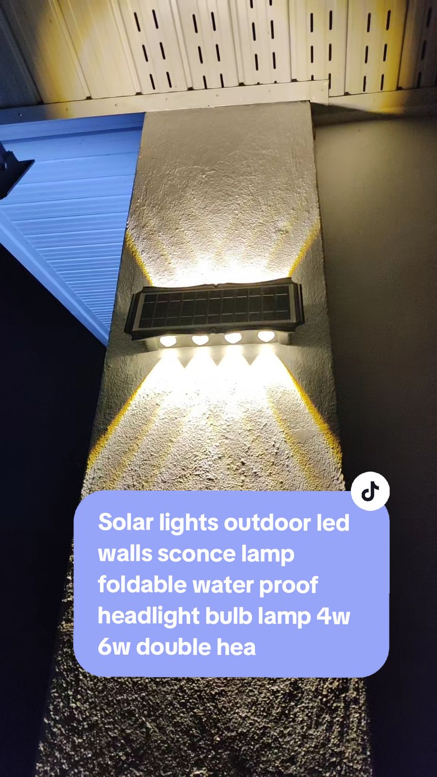 Solar lights outdoor led walls sconce lamp foldable water proof headlight bulb lamp 4w 6w double headed wall lamp 20.5mm solar street light automatic open for holiday lights in the dark indoor /outdoor for stairway corridors living bedrooms #solarlight #solarwalllight #outdoorsolarlight #doubleheadedlight #light 