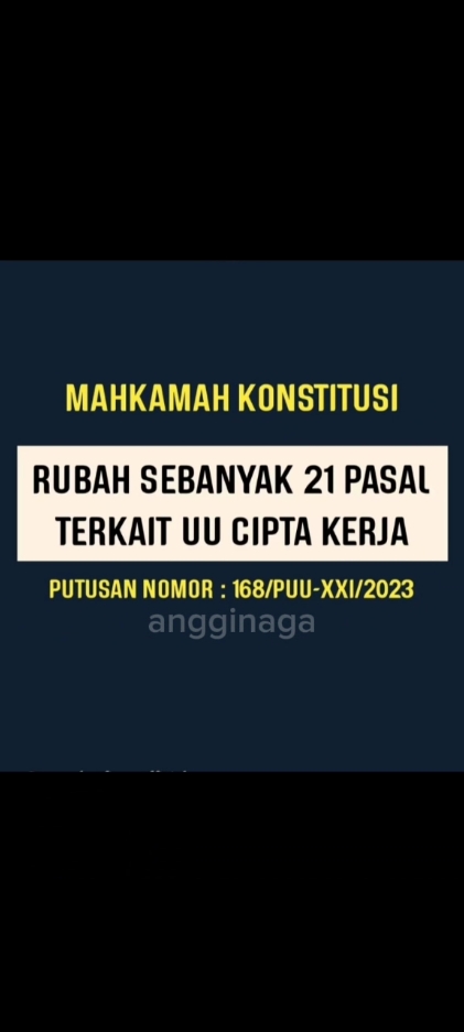 selamat tinggal omnisbuslaw yg merugikan hak karyawan #uuciptakerja #putusanmk #ketenagakerjaan #ciptaker 