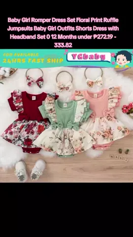 Baby Girl Romper Dress Set Floral Print Ruffle Jumpsuits Baby Girl Outfits Shorts Dress with Headband Set 0 12 Months under ₱272.19 - 333.82#babyromper #babylove #babytiktok #dresses #kidssuits #trend #buynsell 