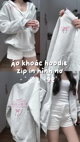 Áo khoác hoodie zip nơ 🎀 #fypシ゚viral #viral #review #xuhuong #unboxing 