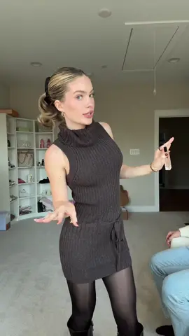 very into brown these days if you couldnt tell 🤭🧸🤎🫧🪩✨ #OOTD #fallaesthetic #cuteoutfit #outfitinspo #boots #tights #minidress #freepeople #sweaterdress #slickback #dinner #fashion #Lifestyle #Vlog #grwm 