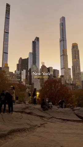 Heartwarming moments like this: strolling through Central Park on a crisp November evening, catching a sunset that glows behind Billionaires Row. ✨ Shot on iPhone 4k at 30fps  autumn in new york #newyork #nyc #newyorkcity #cinemasb