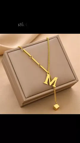 18k Gold plated stainlees  steel initial letter necklace  necklace ₱64.00 #TikTokShop 