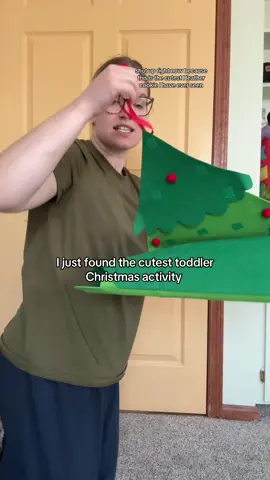 This is the cutest toddler activity for Christmas time!  #christmas #christmastime #christmasactivities #felt #feltchristmastree #toddlertok #toddleractivities 