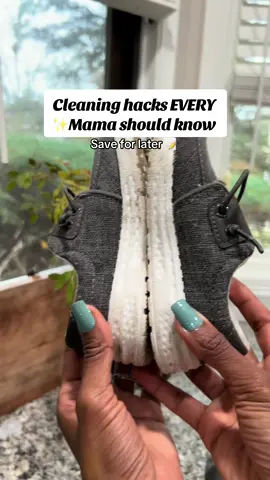 Cleaning hacks every mama should know! 👏 Cleaning shoe hack -Apply toothpaste to old toothbrush and scrub in circles. Let sit for 15 minutes. Wipe clean with damp cloth.  Get rid of oil stains  - use a dot of dawn dish soap on each stain. Wet with a toothbrush and scrub in circles. Apply a dot of detergent to each stain and repeat. Let sit for one hour before washing it in the machine.  Use a lingerie bag to wash non-battery operated toy in washing machine for a quick way to clean your kid’s small toys Natural disinfectant - 1 cup of water 1 cup of alcohol 2 tablespoons of vanilla extract oe oil of choice  #creatorsearchinsights #cleaninghacks #momtipsandtricks #bestcleaninghacksever #simplecleaninghacks #thingsiwishiknewasafirsttimemom #firsttimemomhacks #momhacks