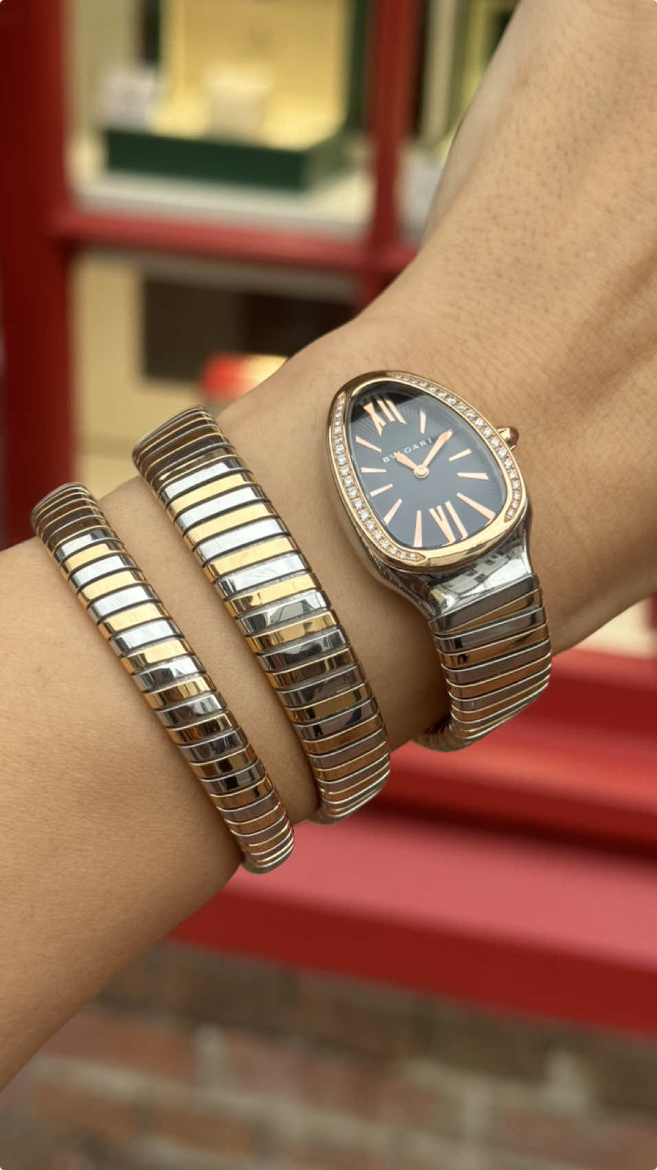 🐍 Embrace Iconic Elegance: Bvlgari Serpenti Tubogas Double Spiral 🐍 Capturing the allure of Bvlgari’s legendary design, the Serpenti Tubogas Double Spiral is a symbol of luxury and sophistication. This exquisite timepiece, crafted in steel and rose gold with sparkling diamonds, wraps elegantly around the wrist like a serpent—both daring and refined. ✨ Key Features: 	•	Iconic double spiral Tubogas bracelet in polished stainless steel and rose gold, wrapping twice around the wrist 	•	Striking rose gold bezel set with dazzling diamonds, bringing an extra touch of glamour 	•	Snakehead-shaped case with a captivating silver opaline dial and rose gold hour markers 	•	Bulgari’s precise quartz movement for reliable and effortless timekeeping 	•	An embodiment of Bulgari’s heritage, combining Italian craftsmanship with bold design Make a statement of luxury with the Bulgari Serpenti Tubogas. Now available at Bella Watch Boutique—where elegance meets iconic style. 📍 47 Market Street Brighton And Hove 📞 07362 732112 🌐 whizzwatch.co.uk #BellaWatchBoutique #BulgariSerpenti #Tubogas #LuxuryJewelryWatch #DoubleSpiral #RoseGoldElegance #IconicStyle #LuxuryWatches #brighton #thelanes #thelane #LuxuryTimepiece #brightonlanes #brightonandhove 