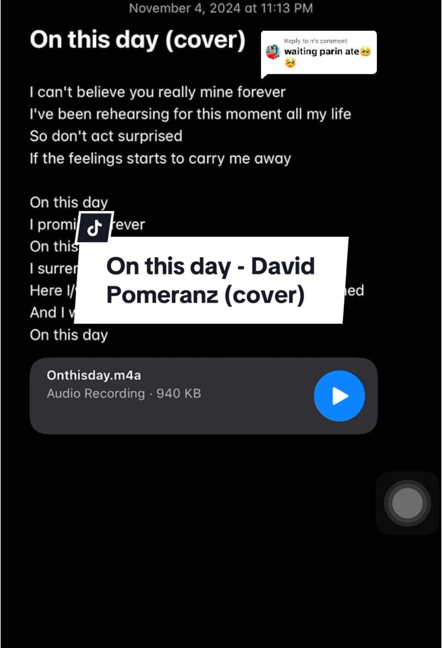 Replying to @n  On this day - David Pomeranz (cover) #onthisday #davidpomeranz #onthisdaydavidpomeranz #lyrics #fyp #trending #coversong 