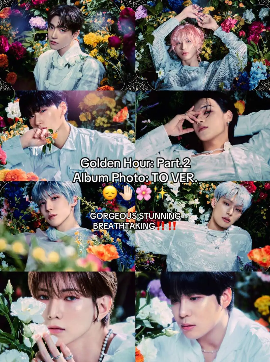 ATEEZ with flowers? Sign me up. They look absolutely gorgeous‼️ 😭😮‍💨💍🧎🏻 #ateez #에이티즈 #ateez_official_ #hongjoong #홍중 #seonghwa #성화 #san #산 #wooyoung #우영 #yunho #윤호 #mingi #민기 #yeosang #여상 #jongho #종호 #ateezcomeback #goldenhourpt2 #iceonmyteeth #atiny