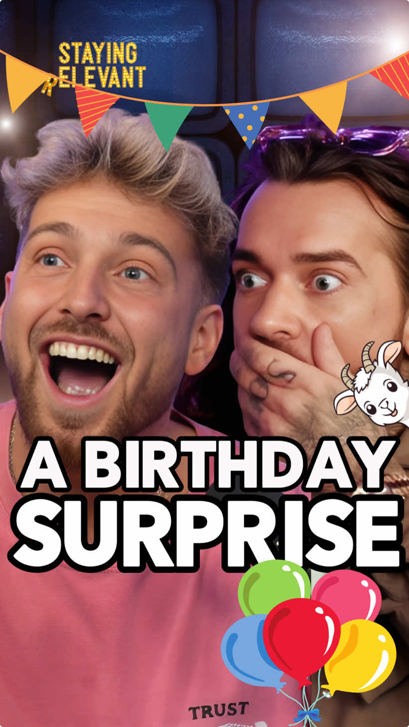 A birthday surprise like no other!! 🎂🎈🐐 #stayingrelevant #podcast #samandpete #birthday @Samthompsonuk 