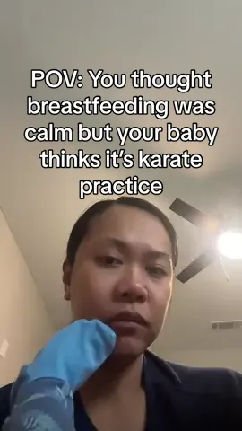 Just another peaceful feeding session until you realize your baby is part ninja. #breastfeedingtok #babytok #momlife #funnyvideo 
