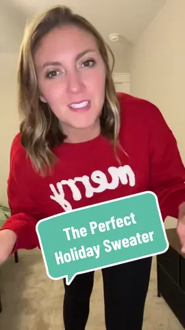 This Christmas sweater is cute, great quality and less than $25! #christmas #holiday #christmassweater #merry #tiktokshopfinds #blackfriday #winterfashion 