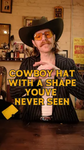 Cowboy hat with a shape you have never seen! If you have dont tell me i thought i was orginal haha! #westernfashion #westernwear #cowboyhat #customhat #fashion #outlawcountry #countrymusic #westernstyle #fashiontiktok #western 