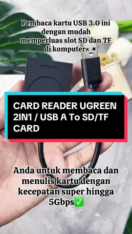 Spesifikasi : Sesuai dengan standar USB 3.0, mendukung kecepatan hingga 5Gbps pada komputer yang dilengkapi dengan port USB 3.0. Dengan 2 slot kartu: SD/Micro SD. Satu pembaca untuk kartu ganda, hemat biaya dan portabel. Plug & play, tidak diperlukan instalasi driver Ukuran: 1,4 inci (P) X 2 inci (L) X 0,5 inci (T)/L36*W50*H13(mm) Panjang kabel USB 3.0: 6