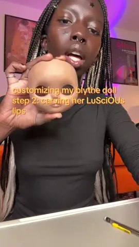 YESSS LIPS!! IT TOOK SO MANY HOURS BUT I LOVE HER SO FAR!! next step her skin :P  gonna sand her down a little more first. (will either paint her tomorrow or friday bc i have to do my job) also someone keeps stealing my packages