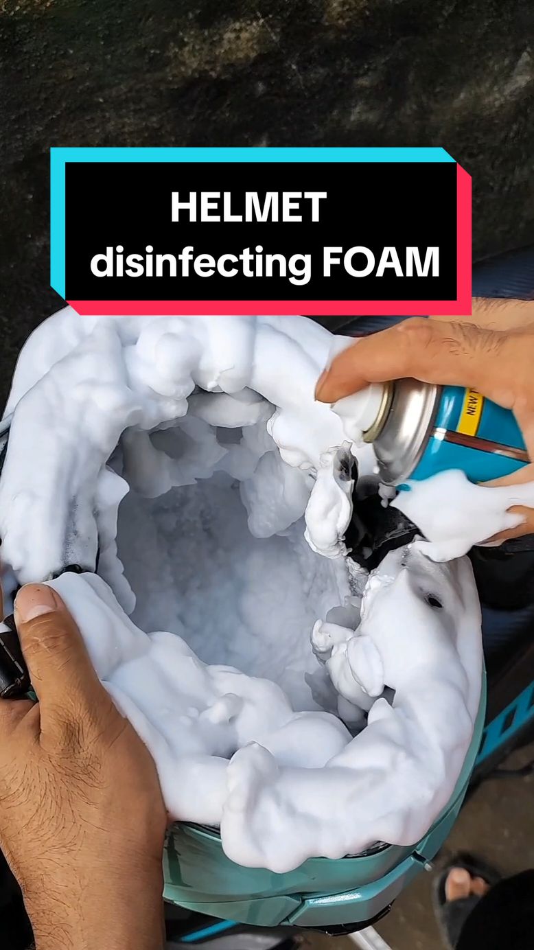 HINDI na nakakahiya MAGPAHIRAM ng helmet 😁🥰 #disinfectingfoamforhelmet #koby #helmet #motorcycle #affiliatemarketing 