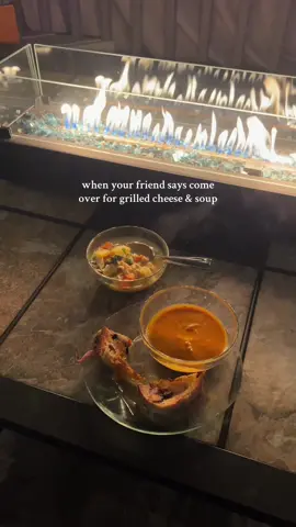 Homemade soup croutons, 4 homemade soups, & a ton of grilled cheese types.. @Olivia King always doing her big one 🧀🥖🍲   #fallaesthetic #grilledcheese #falldinners #dinnerparty 
