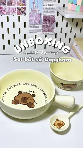 Set bát sứ Capybara cute giúp mí bà siêng ăn hơn nè 🤣 #capybara #decor #trangtrinhacua #mukbang #trending #