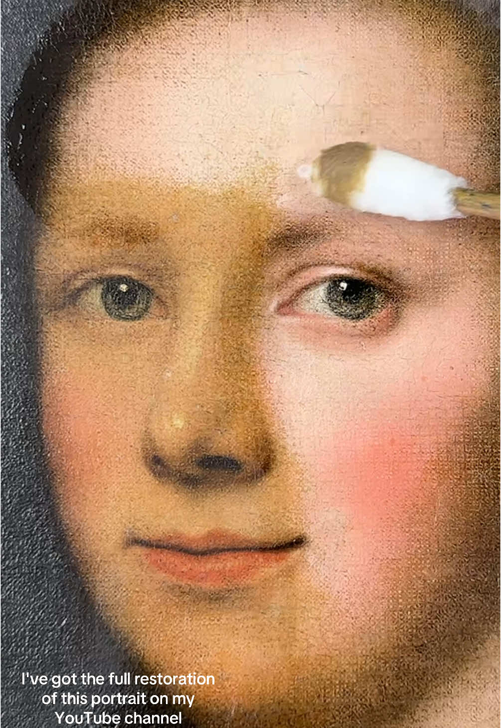 Removing yellowed varnish from this fabulous 280 year old 18th Century portrait. #artrestoration #satisfyingvideo #satisfying #art