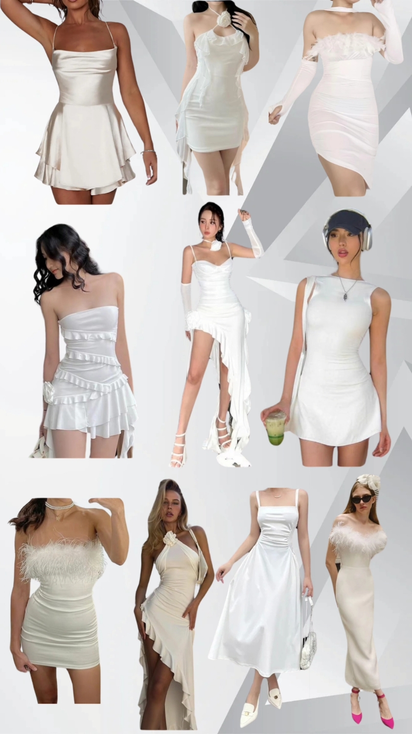 White dress recommendations for your Xmas Party Outfit🎊🤍 #dress #whitedress #fyp #fypシ 