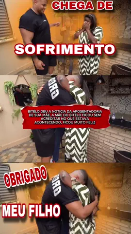 bitelo deu a notícia da aposentadoria de sua mãe,  a mãe do bitelo ficou sem acreditar no que  estava  acontecendo, ela ficou muito feliz 