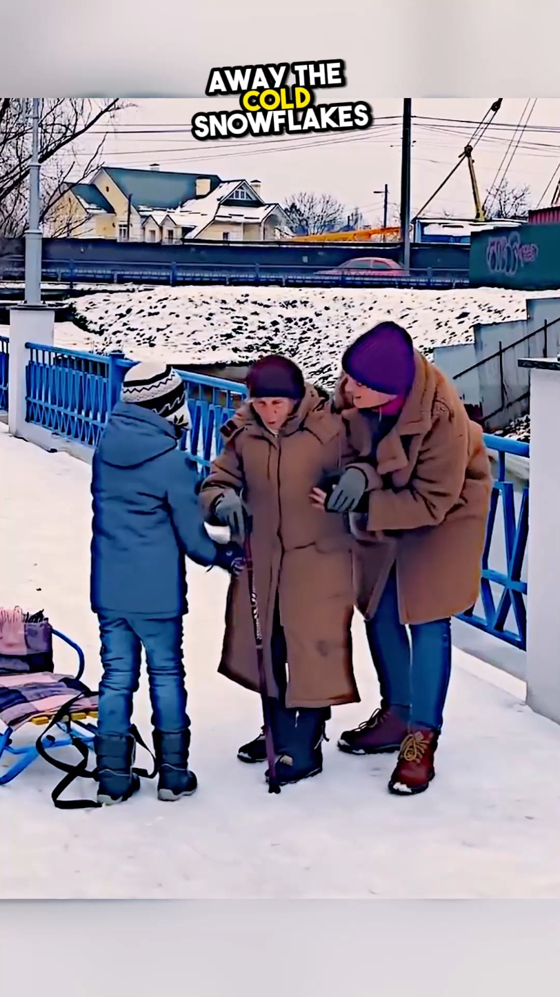 Young Boy and Mom Help Elderly Lady After Snowy Slip #storytime #kindness #snowday 