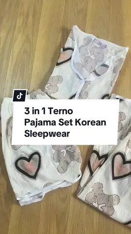 3 in 1 Pajama Set Korean Sleepwear. #3in1 #terno #sleepwear #pajamaset #fypシ 