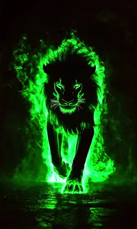 A green lion walking through the dark  #4k #wallpaper4k #livewallpaper #wallpapers #midjourney #wallpaper 
