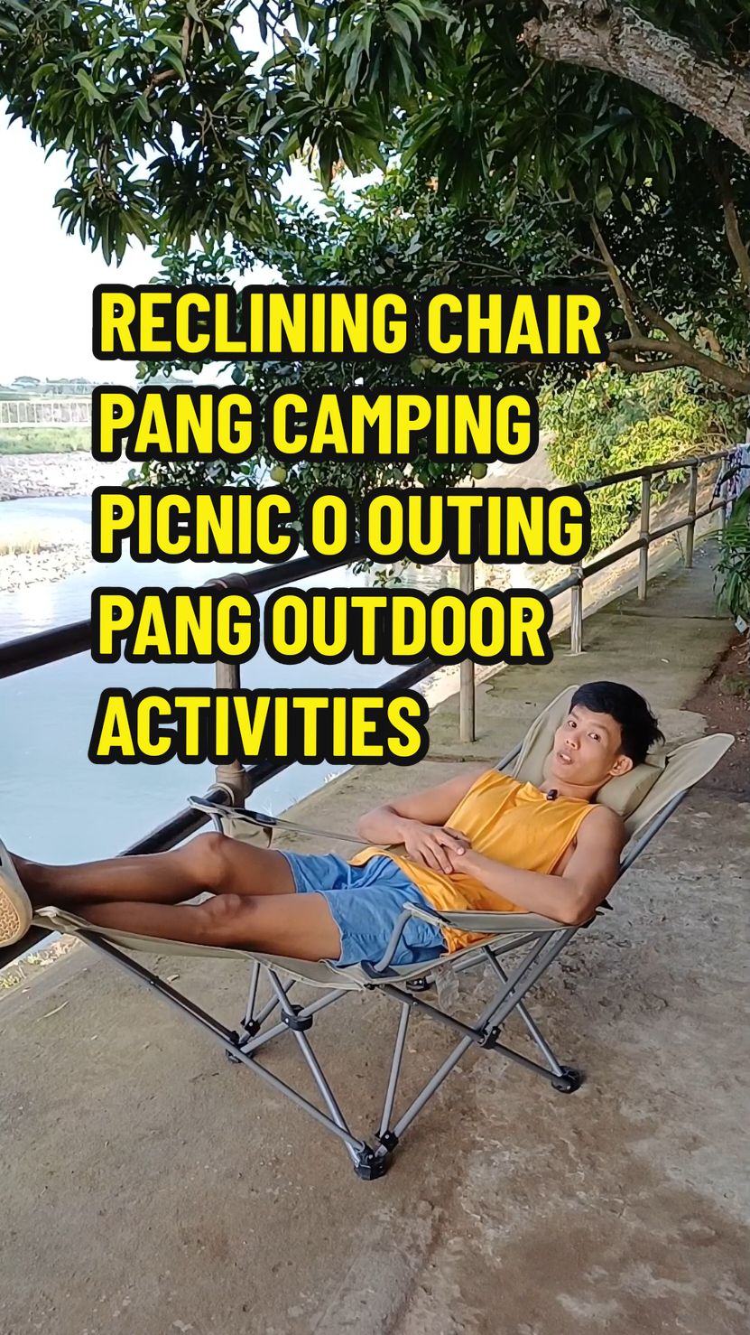 RECLINING CHAIR WITH FOOTREST. pang CAMPING PICNI OUTING KOMPORTABLE AT RELAXING TALAGA.  #RECLININGCHAIR #CAMPINGCHAIR #camping #reclining #chair #fyp #affordable #comfortable #relaxing 