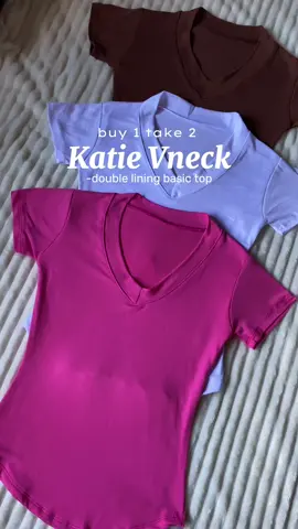 Katie V-neck double lining basic top. 👚💫💖  #vneck #topforwomen #basictop #doublelinedtop #fyp 
