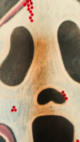 Free Hand Ghostface Denim Jacket. #ghostface #handpainted #customvintage #fyp #denim #design #acrylicpainting #scream #SmallBusiness #letsgetitstarted #viralvideo 