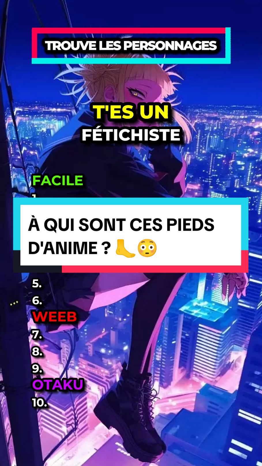 Quiz Anime - Trouve les personnages à partir de leurs pieds ! 🦶😳 #quiz #anime #quizanime #animefr 