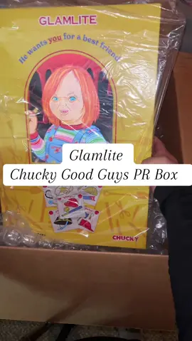 Unbox with me the Chucky Good Guys X Glamlite PR Box collection! #chuckyxglamlite #glamlite #chuckygoodguys #childsplay #tiktokshop #tiktokfinds 