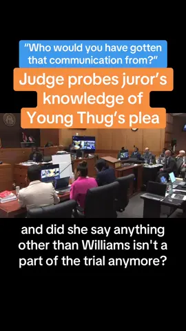 A juror's boss asked if the YSL gang racketeering conspiracy trial is over. Judge Paige Reese Whitaker contacted the employer to see what exactly she said, and she obtained their texts messages. Today (Wednesday, November 6, day 157), Whitaker asked the juror what she's heard about the trial possibly being over, and Jeffery “Young Thug” Williams’ involvement. The juror was allowed to stay on the trial.  Judge Whitaker reiterated the instruction she read earlier about the missing defendants, which you can watch here  @Meghann Cuniff. A juror's boss asked if the YSL gang racketeering conspiracy trial is over. Judge Paige Reese Whitaker contacted the employer to see what exactly she said, and she obtained their texts messages. Today (Wednesday, November 6, day 157), Whitaker asked the juror what she's heard about the trial possibly being over, and Jeffery “Young Thug” Williams’ involvement. The juror was allowed to stay on the trial for the two remaining defendants, Shannon Stillwell and Deamonte “Yak Gotti” Kendrick.  Judge Whitaker reiterated the instruction she read to the jury earlier this week about not speculating about the missing defendants. You can watch her read the instruction here @Meghann Cuniff. #ysltrial #youngthug #law #crime #legal 