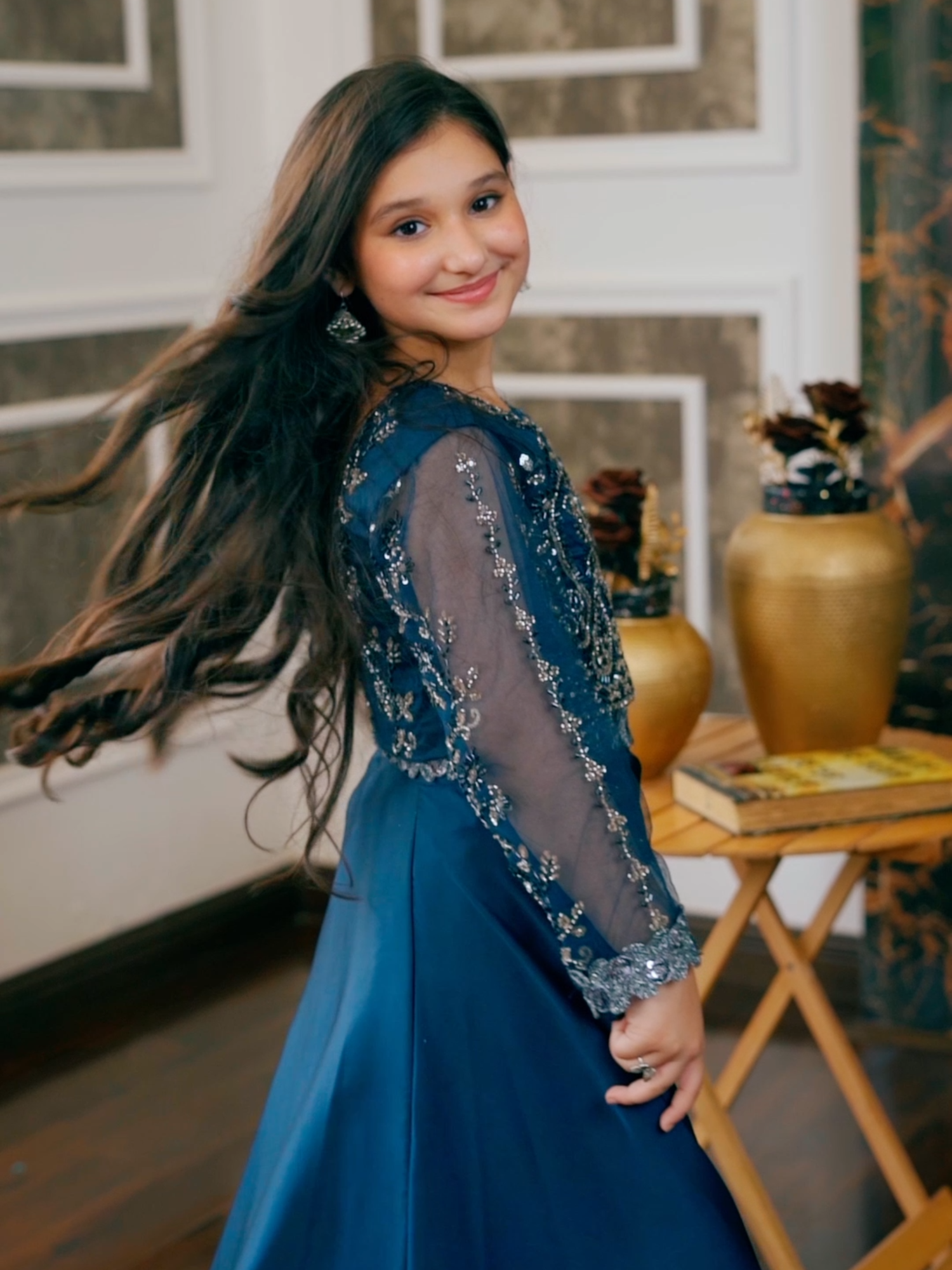 Bringing elegance to life in every frame. Watch as our radiant blue lehenga choli with intricate cut daana details captures the essence of festive luxury, crafted for little ones who love to sparkle. For more info, visit our website! www.minniethreads.com #Zarbakht #KidsEthnicWear #FestiveFashion #BlueLehenga #LuxuryKidswear #TraditionalElegance #LehengaCholi #KidsFestiveWear #ShaadiSeason