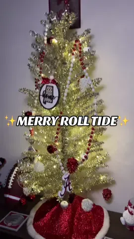 Because the Tide has their own tree in our home! 🐘♥️🏈 #merrychristmas #rolltide #rolltideroll #alabamafootball #alabamacrimsontide #alabamachristmas #fyp #christmas #happyholidays #rolltidebaby 