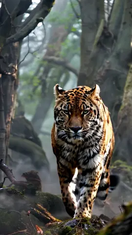 Live Wallpaper: Majestic Leopard in Misty Forest An epic depiction of a leopard striding confidently through a dense, mist-laden forest, its powerful form partially hidden in the shadows. Its glowing eyes slice through the mist like twin beacons, exuding an aura of mystery and danger. Every detail—from the intricate patterns in its fur to the delicate fog surrounding it—is captured in stunning 4K, creating a breathtaking scene that highlights the leopard's beauty and stealth in its natural habitat. #ai #aiart #aicontent #wallpaper #livewallpaper