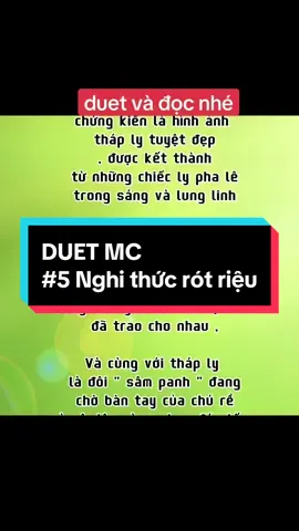 duet và tập làm MC đám cưới với kịch bản nghi thức rót riệu #duet #duetmc #mcdamcuoi #cuongmc #poscat #damcuoi #kichbanmcdamcuoi 