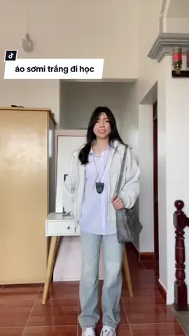 áo sơ mi trắng nữ cộc tay , chất mát mặc thoải mái lắm #aosomi #aosominu #aodihoc #aonu 