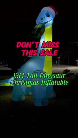 Don’t sleep on this deal to grab your 13ft tall Christmas inflatable dinosaur. Great quality, strong fan and several anchor points. Be the envy in your neighborhood  #christmasinflatables #outdoorinflatable #christmasdecorations #christmasoutdoordecor #dinosaurinflatable #tallchristmasinflatables #tiktokshop #tiktokshopblackfriday #tiktokshopcybermonday #inflatables 