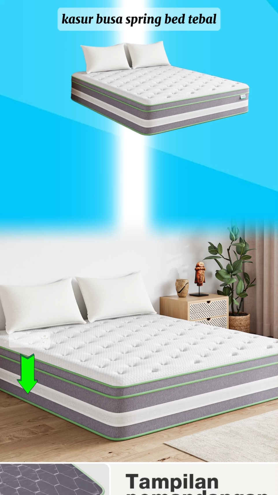 kasur busa spring bed tebal lantai matras anti lembab #kasur #springbad #fyp #fyp 