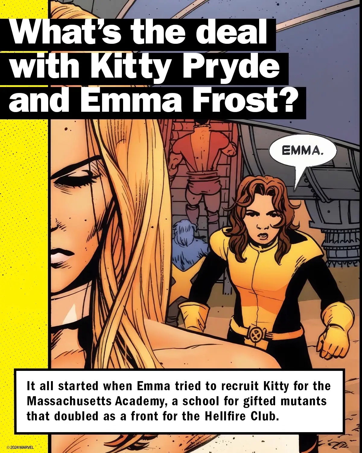 From rivals to allies to confidants, we’re giving you the 411 on the complicated relationship between #MarvelComics’ #KittyPryde and #EmmaFrost. #Marvel #XMen 