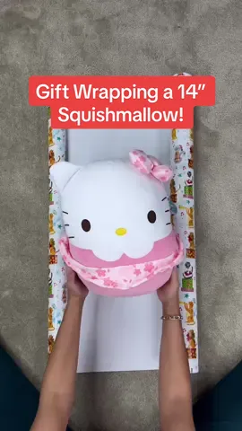 Gift Wrapping a 14” Squishmallow! Watch to see how to make this squishy gift look adorable! #GiftWrappingHacks #HolidayGiftIdeas