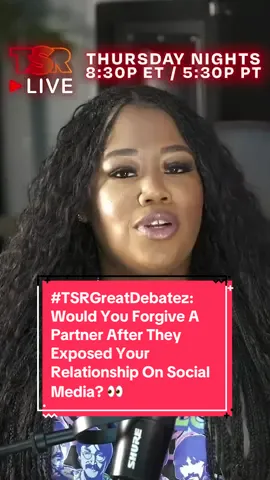 #TSRGreatDebatez: When it comes to relationships, privacy, and boundaries, where do y’all draw the line when it comes to social media #Roomies? Our hosts @tonekapone33, @KEKE and @ZachBoog got into this topic on last week’s episode of #TSRLive, but what do y’all think? Is it ever okay for your partner to vent about your relationship online, or is that a dealbreaker? Tune into ‘TSR Live’ on Thursdays at 8:30pm ET / 5:30pm PT 🎥🔥